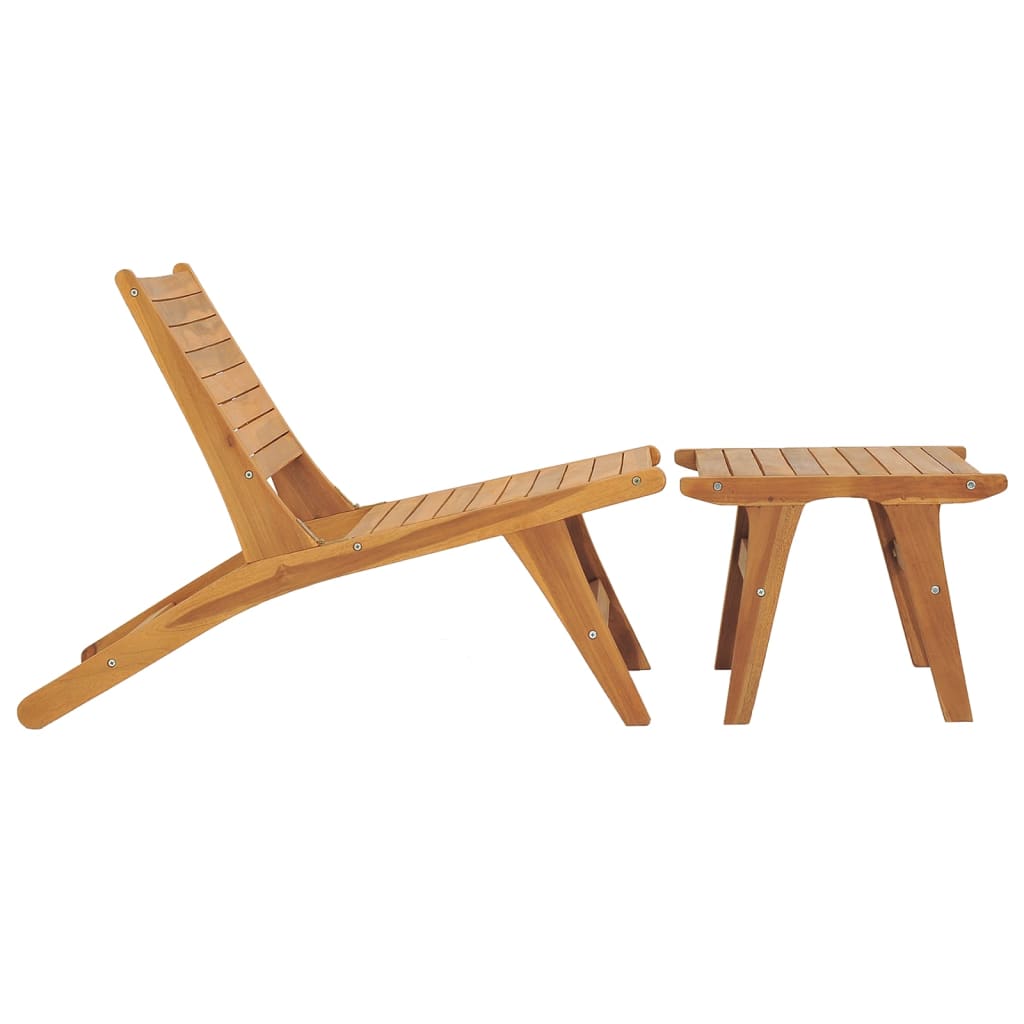 Gartenstuhl mit Fussablage Massivholz Teak
